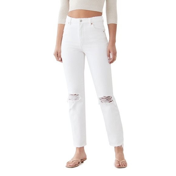 Rolla's Women's Original Straight Jeans White Distressed Size 27 - Picture 1 of 9